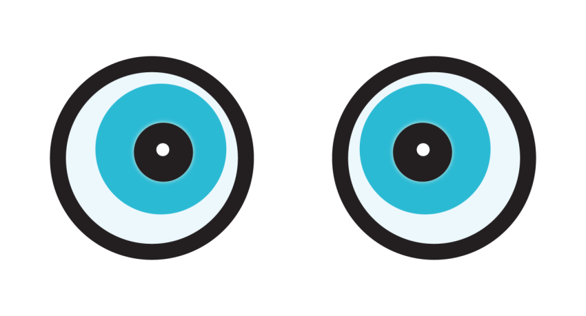 Blue Round Cartoon Eyes PNG