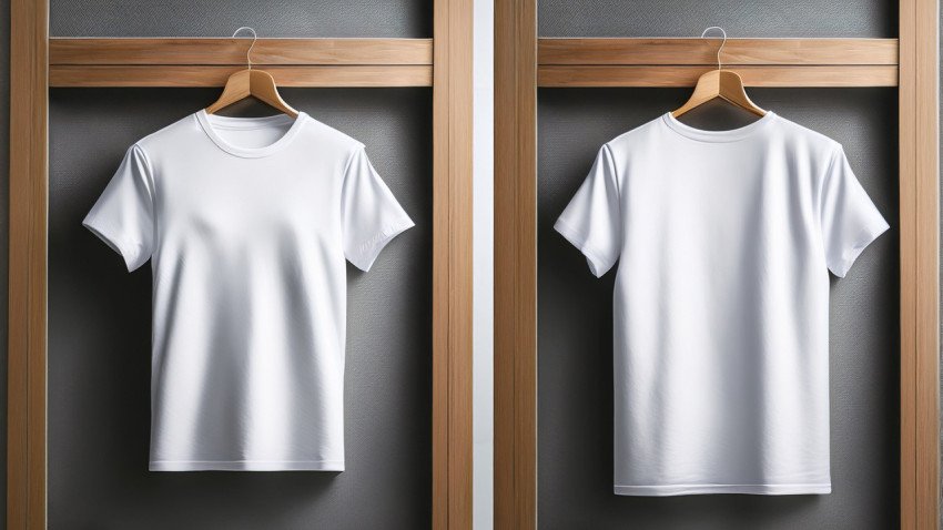 White T Shirt Mockup on Wooden Hanger