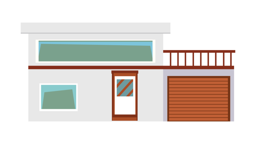 Modern Flat House Cartoon Illustration PNG for Web Design