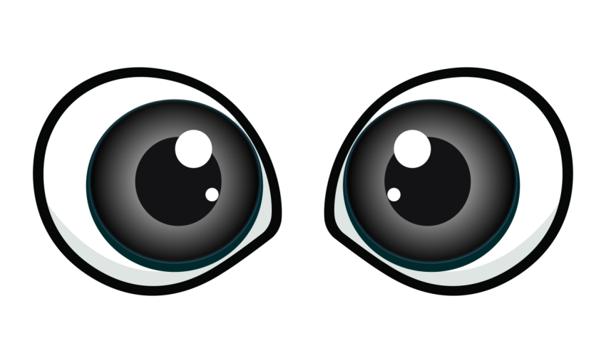 Realistic Dark Grey Cartoon Eyes PNG