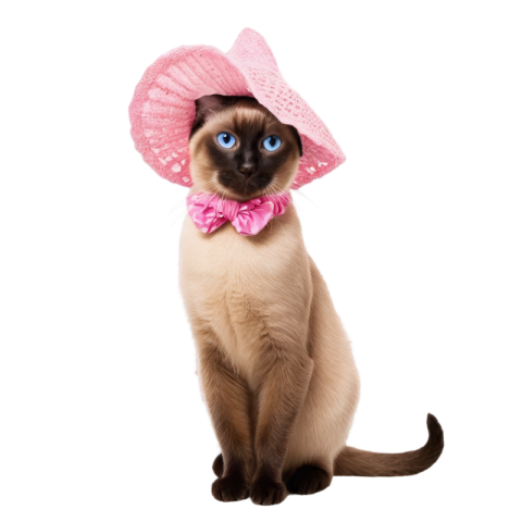 Cute cat with pink hat