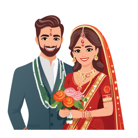 Indian bride and groom vector png