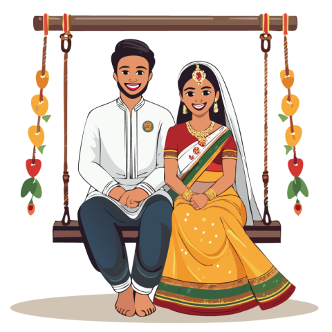 Happy indian couple free png