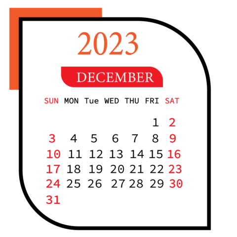 December 2023 calendar png