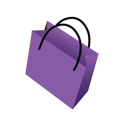 Purple Shopping Bag PNG with Handles