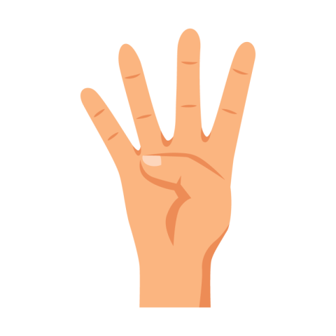 Four Fingers Raised Hand Gesture Vector PNG