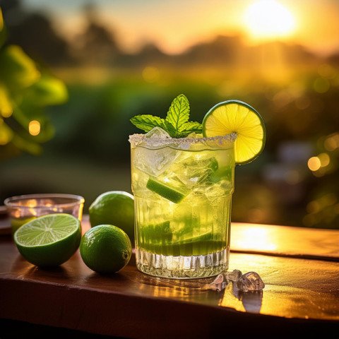 Lemon drink with ice cube Image