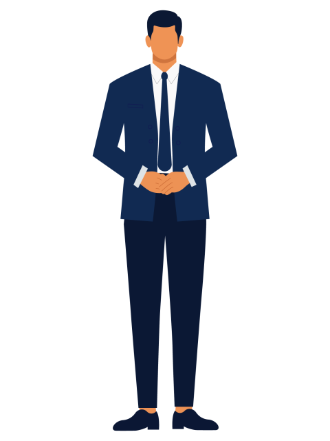 Professional Businessman Standing Confidently PNG Illustration