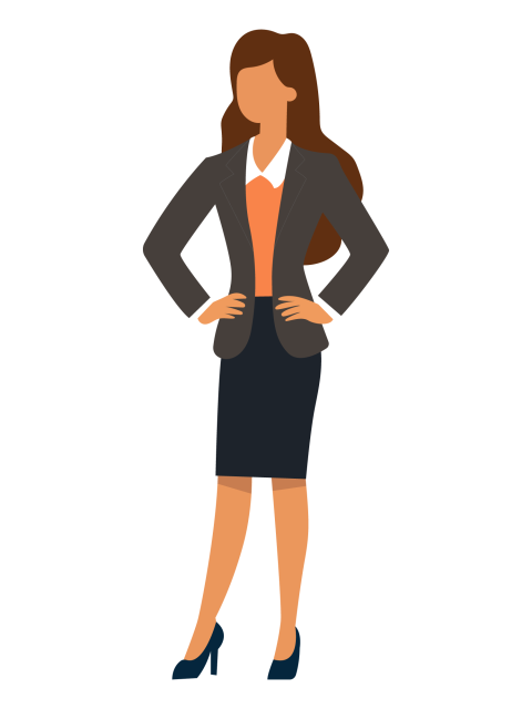 Confident Businesswoman Standing Pose PNG Illustration