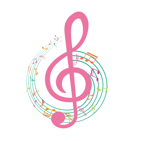 Colorful music notes background download