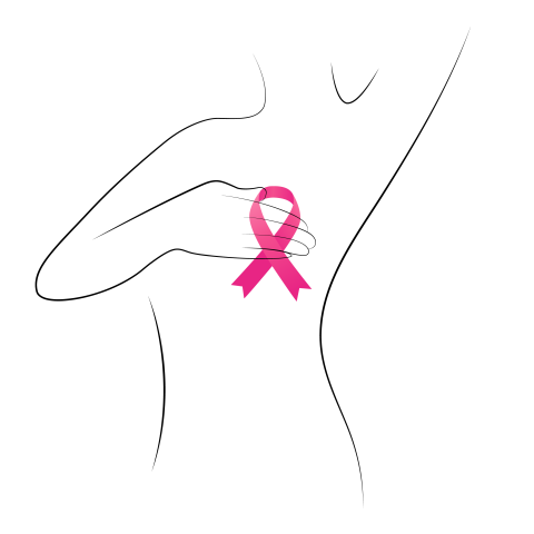 Line art breast cancer ribbon png free download