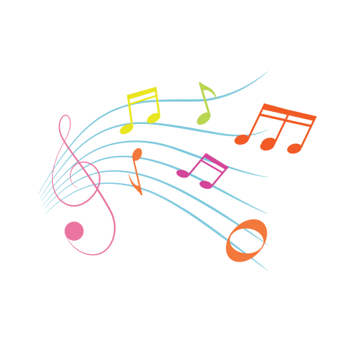Colorful music notes png transparent