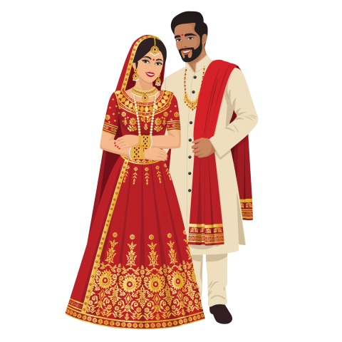 Indian bride and groom vector png download