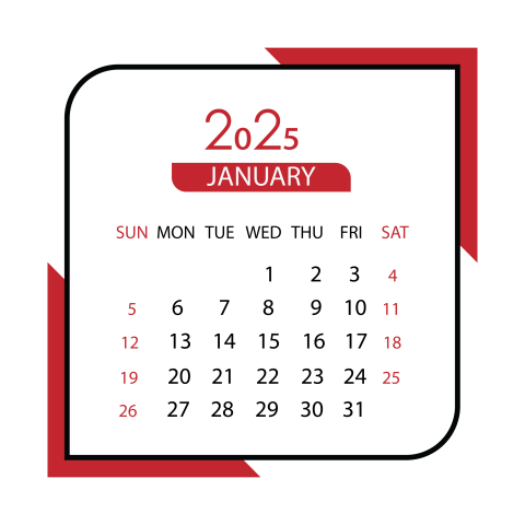 January month 2025 png free download