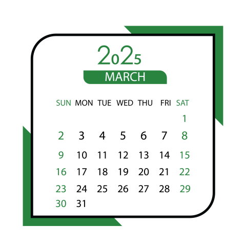 March month calendar 2025 png free download