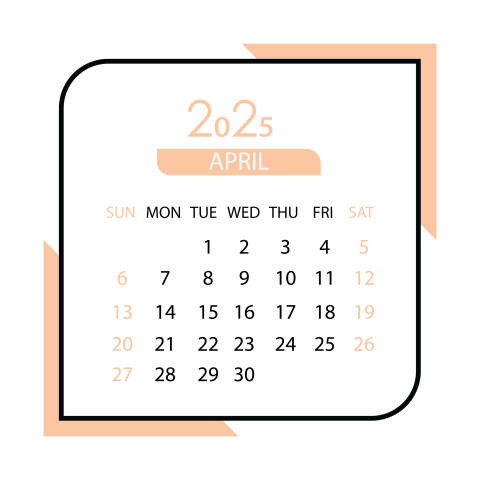 April month calendar png 2025