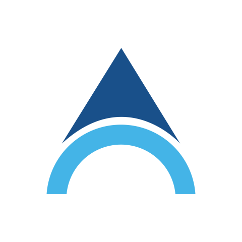 Blue abstract triangle and arc logo
