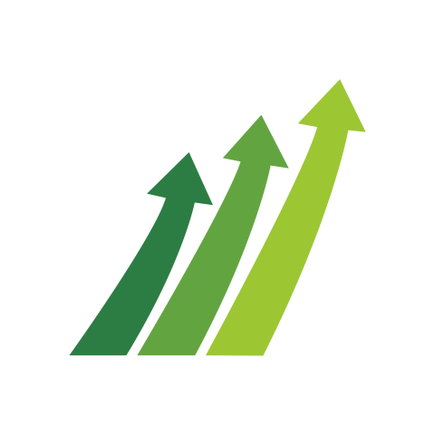 Green business growth arrows logo png