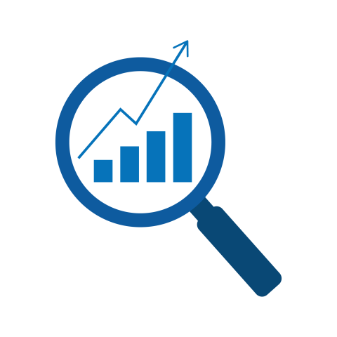Market Growth Chart with Magnifying Glass PNG