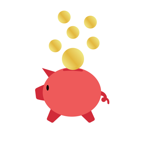 Pink Piggy Bank PNG with Coins PNG