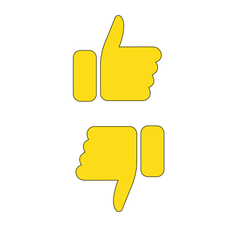 Yellow Thumbs Up and Thumbs Down Icons PNG