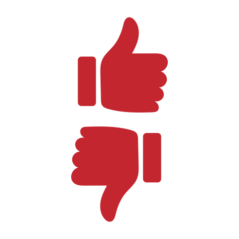 Red Thumbs Up and Thumbs Down Icons PNG