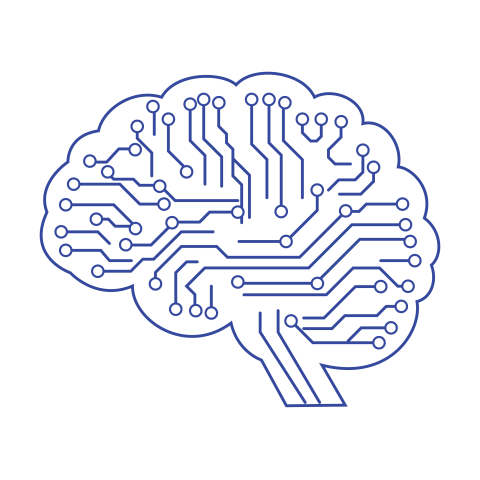 Minimal AI Brain Circuit Outline PNG