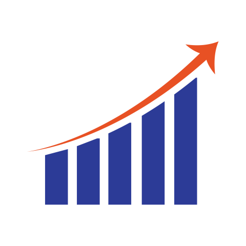 Blue and Orange Business Growth Graph PNG