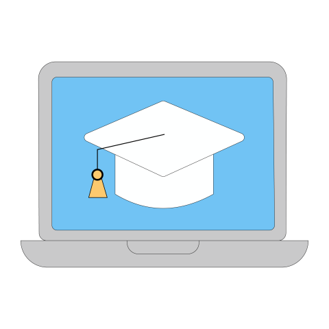 Laptop with Cap Education PNG Illustration