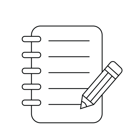 Spiral Notebook with Pencil Writing PNG Icon
