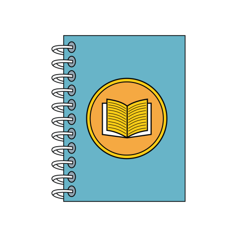 Spiral Notebook with Book Symbol PNG Icon