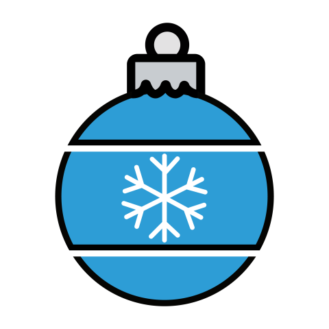 Blue Christmas Ball Ornament PNG with Snowflake