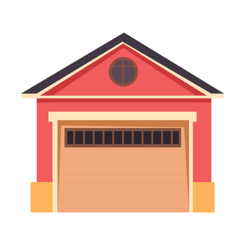 Cartoon Garage House Illustration PNG with Flat Design
