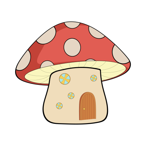 Whimsical Mushroom Cottage PNG