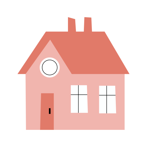 Simple Pink House Cartoon PNG