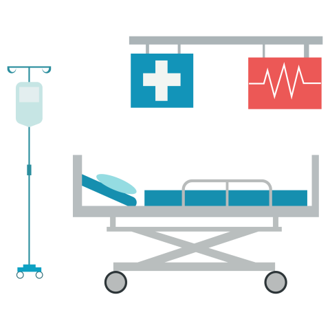 Hospital Bed with IV Stand PNG