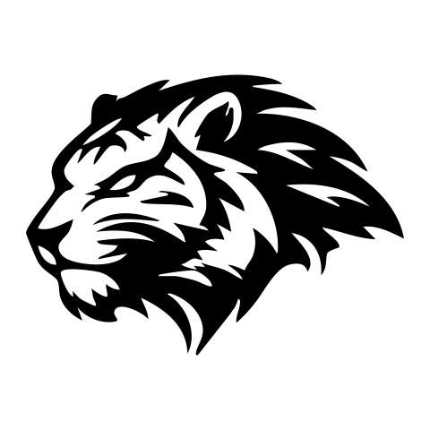 Fierce tiger head silhouette png transparent