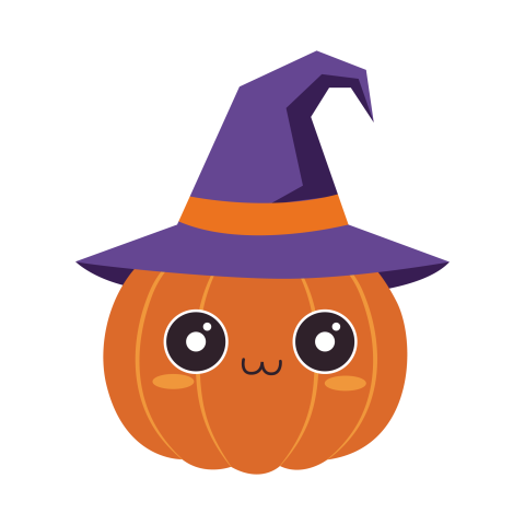 Cute Pumpkin With Witch Hat PNG