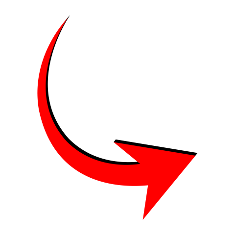 Red arrow curved transparent background
