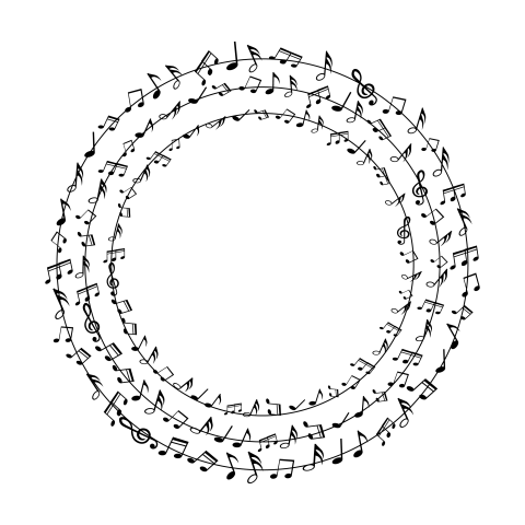 Circular black music notes png download
