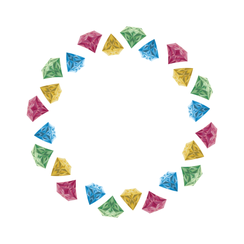 Colorful Diamond Circle Frame PNG