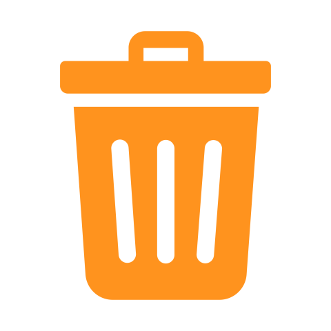 Orange Trash Bin Icon PNG