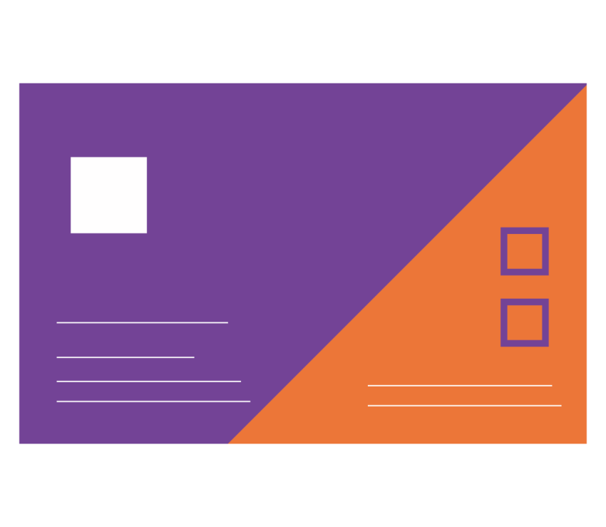 Modern Purple and Orange Diagonal Business Card Design PNG