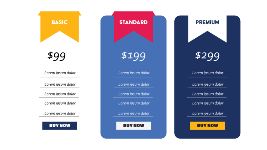 Business Pricing Table PNG with Buy Now Button