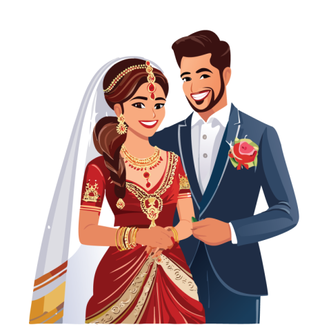 Indian bride and groom vector png free