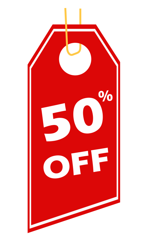 50% Off Red Price Tag Sale Badge PNG Transparent Background