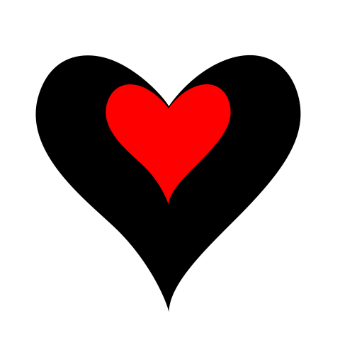 Black and red heart png