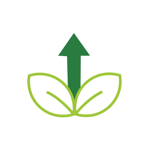 Green growth arrow with leaf logo png