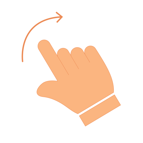 Swipe Gesture Hand with Curved Arrow PNG