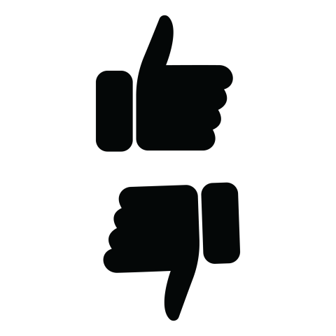 Dark Thumbs Up and Thumbs Down Icons PNG